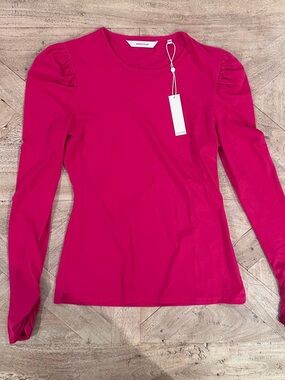 Magenta Puff-Sleeve Long Sleeve Top
